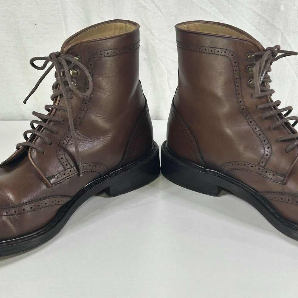 Jack Erwin Carter Wingtip Dress Boot Brown Leather Medallion Men’s 8.5 Spain View 3